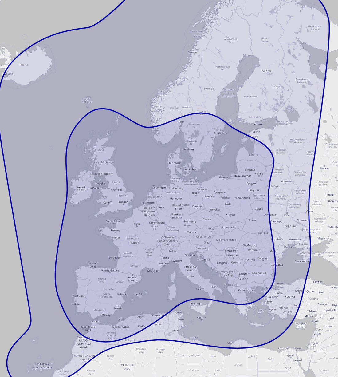 Footprint Astra-Satelliten